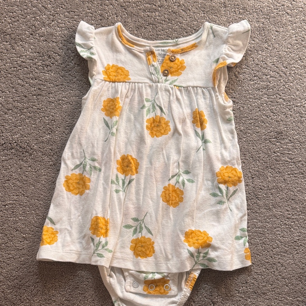 12 months floral dress onesie